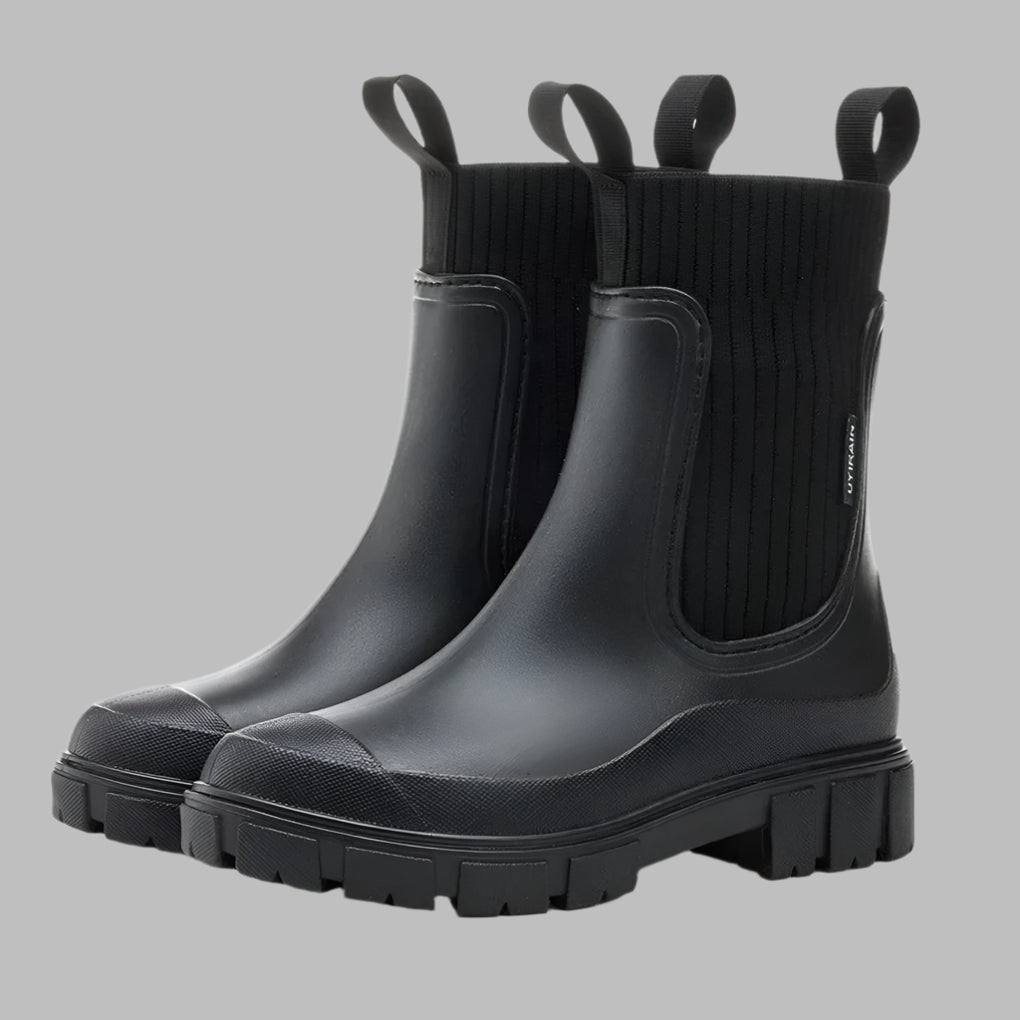 Gummistiefel Damen mit elastischem Einsatz und rutschfester Sohle - 5 - Jasminaboutique.com