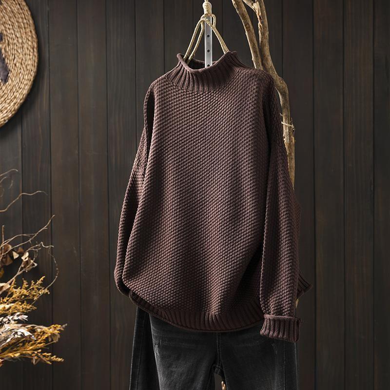 Pullover Damen mit Stehkragen und lässigem Schnitt - 1 - Jasminaboutique.com
