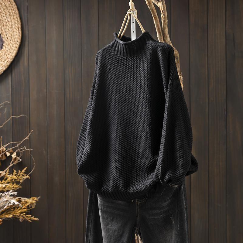 Pullover Damen mit Stehkragen und lässigem Schnitt - 2 - Jasminaboutique.com