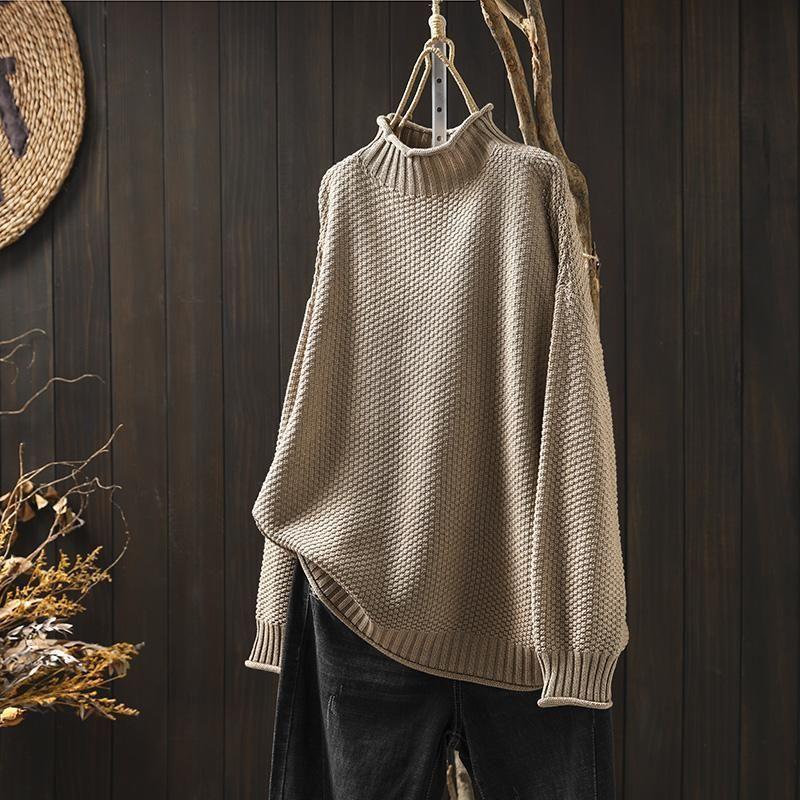 Pullover Damen mit Stehkragen und lässigem Schnitt - 4 - Jasminaboutique.com