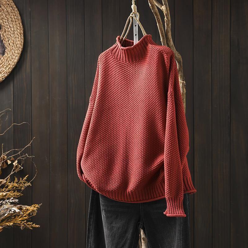 Pullover Damen mit Stehkragen und lässigem Schnitt - 5 - Jasminaboutique.com