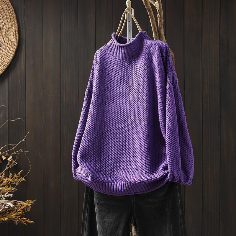 Pullover Damen mit Stehkragen und lässigem Schnitt - 6 - Jasminaboutique.com