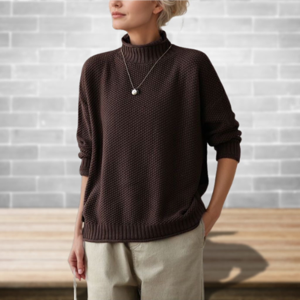 Pullover Damen mit Stehkragen und lässigem Schnitt - 8 - Jasminaboutique.com