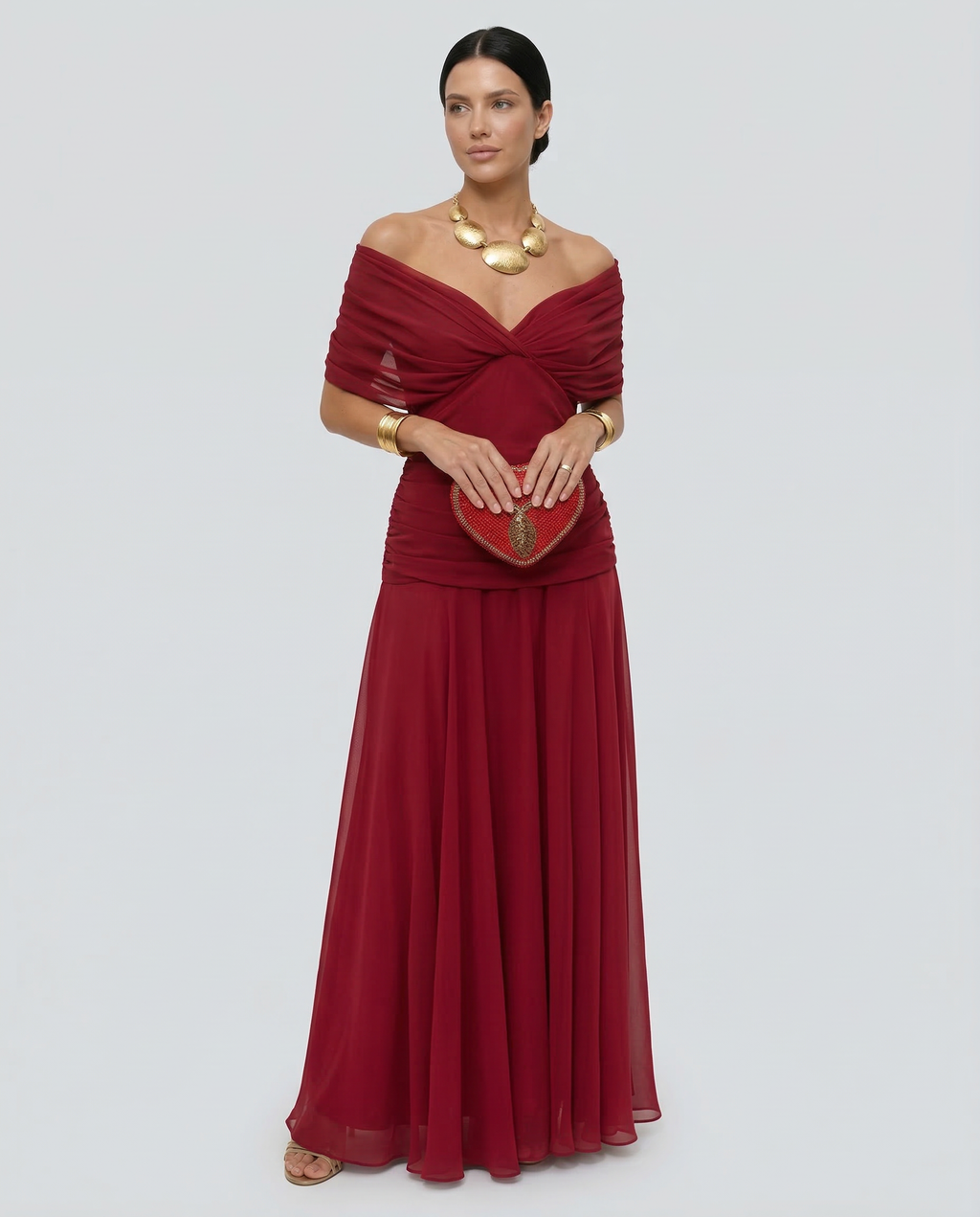 Abendkleid Damen mit Wickeloptik und V-Ausschnitt - 6 - Jasminaboutique.com