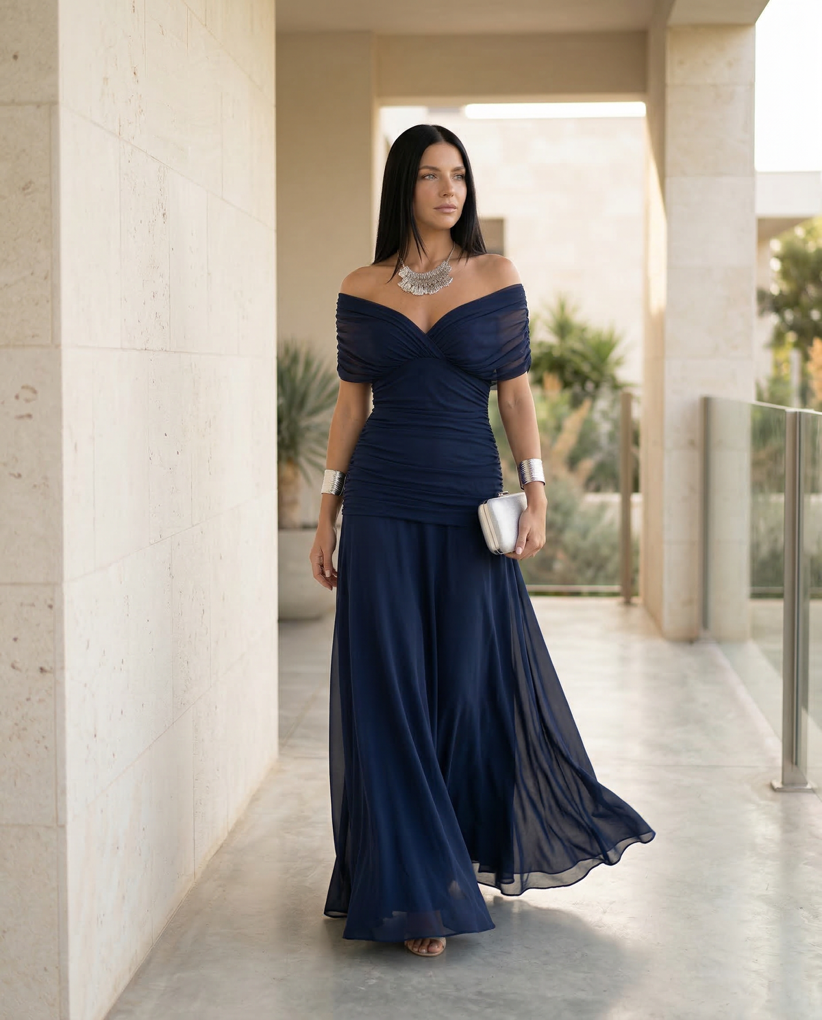 Abendkleid Damen mit Wickeloptik und V-Ausschnitt - 10 - Jasminaboutique.com