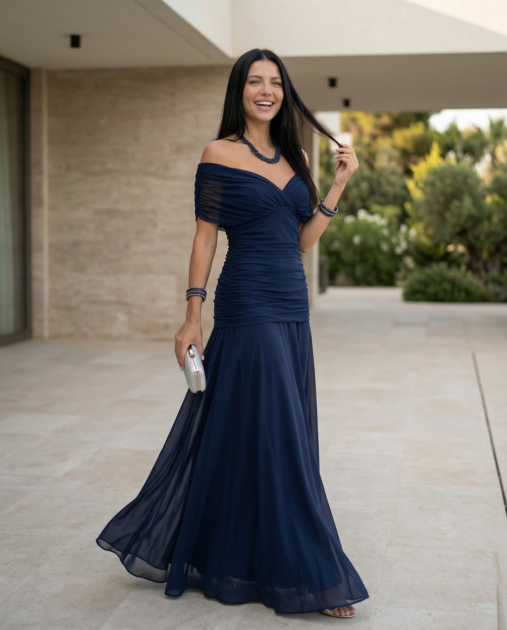 Abendkleid Damen mit Wickeloptik und V-Ausschnitt - 11 - Jasminaboutique.com