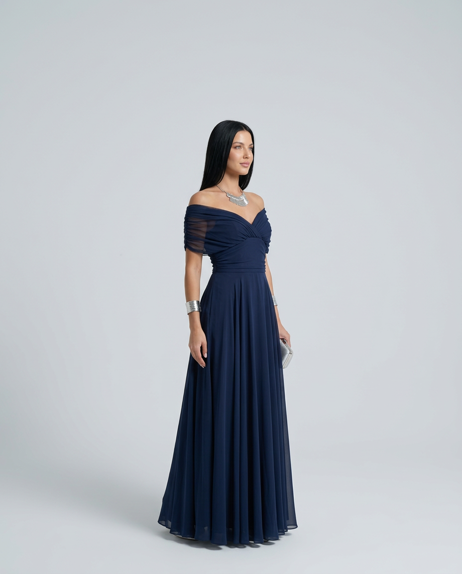 Abendkleid Damen mit Wickeloptik und V-Ausschnitt - 12 - Jasminaboutique.com