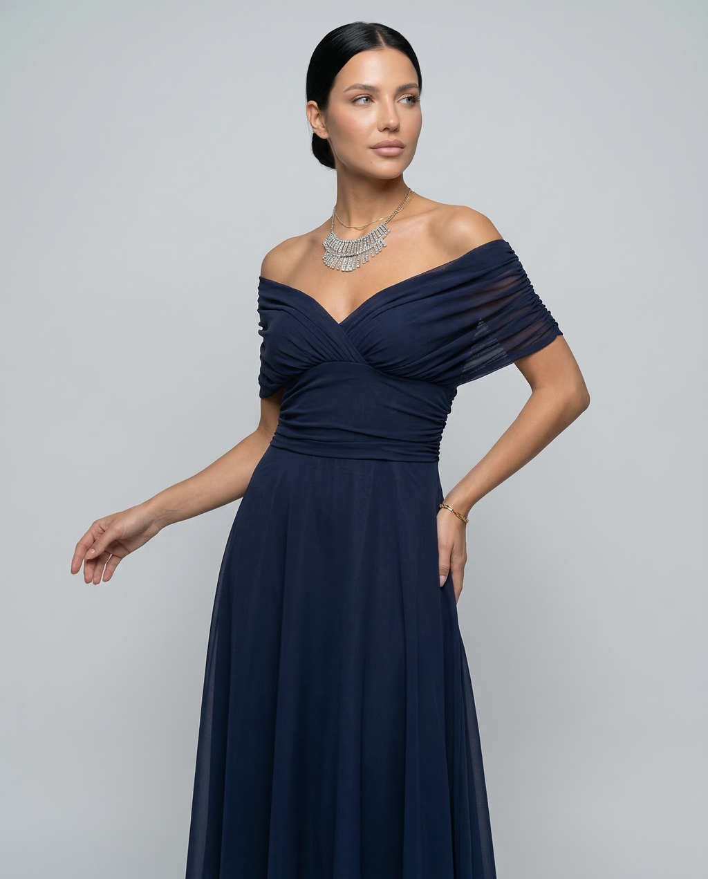 Abendkleid Damen mit Wickeloptik und V-Ausschnitt - 13 - Jasminaboutique.com