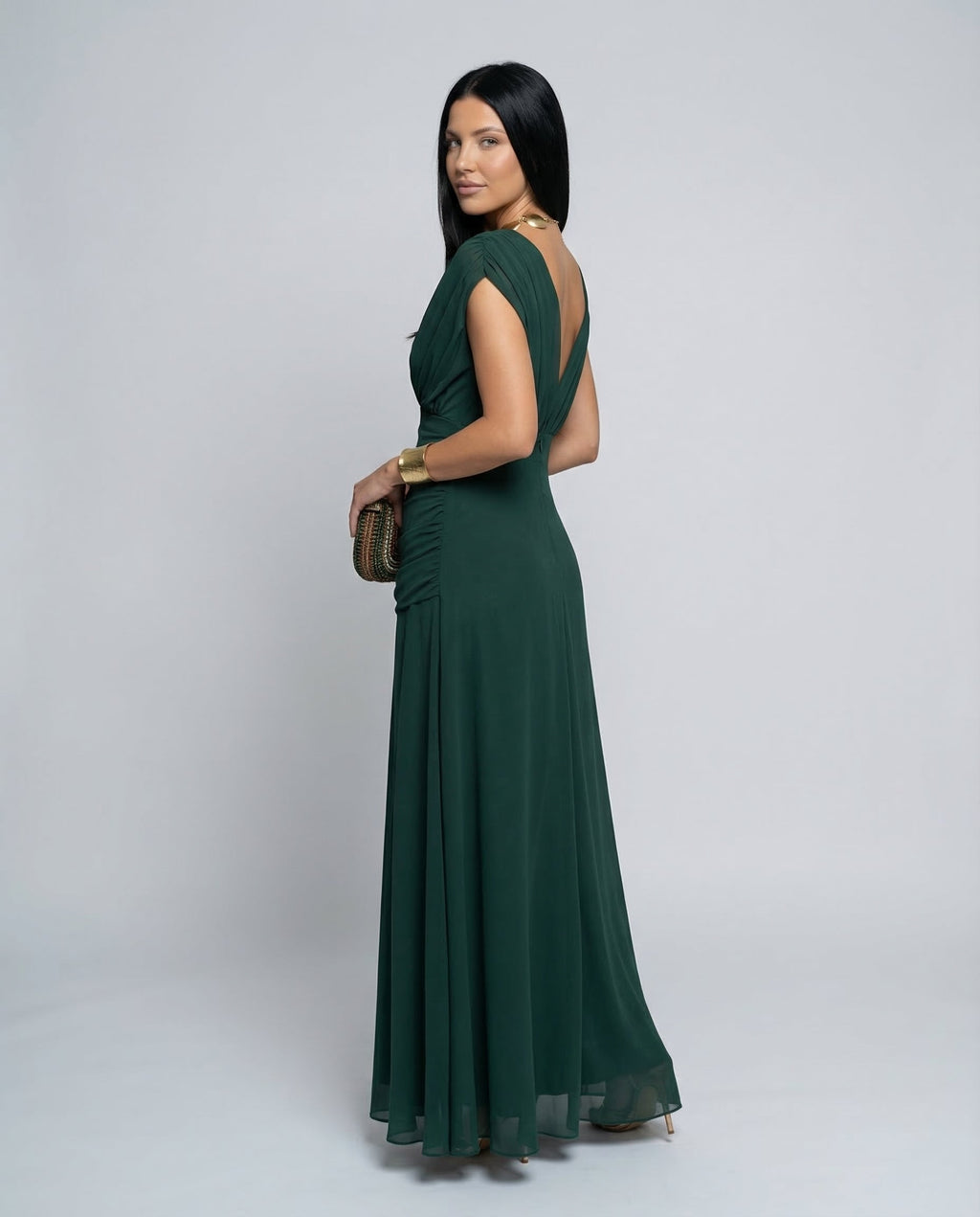 Abendkleid Damen mit Wickeloptik und V-Ausschnitt - 18 - Jasminaboutique.com