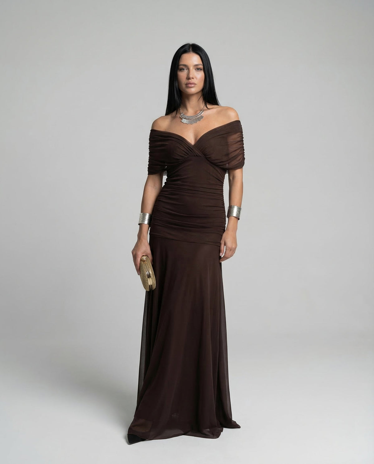 Abendkleid Damen mit Wickeloptik und V-Ausschnitt - 19 - Jasminaboutique.com