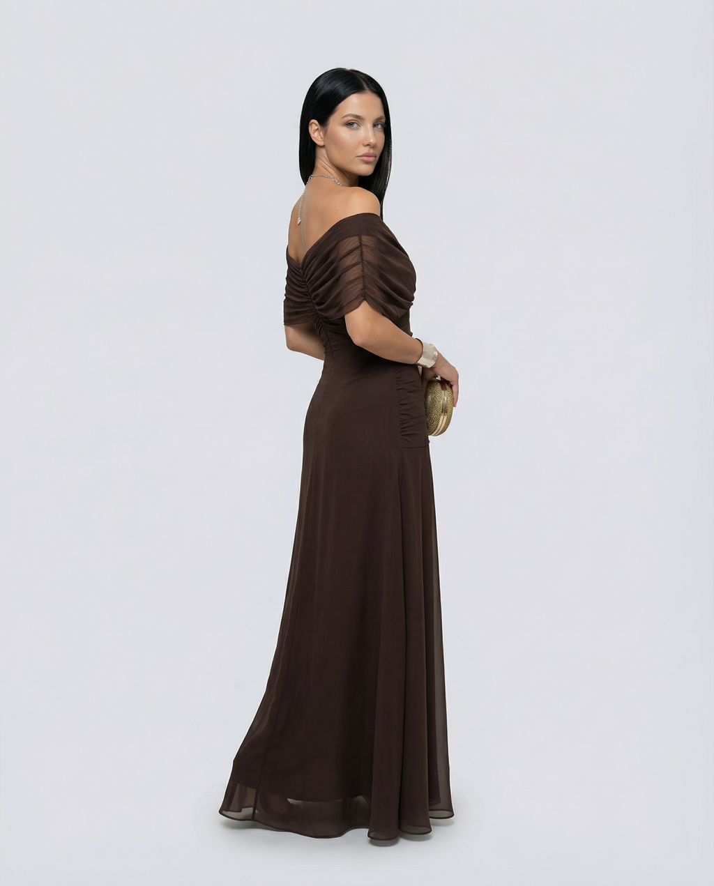 Abendkleid Damen mit Wickeloptik und V-Ausschnitt - 20 - Jasminaboutique.com