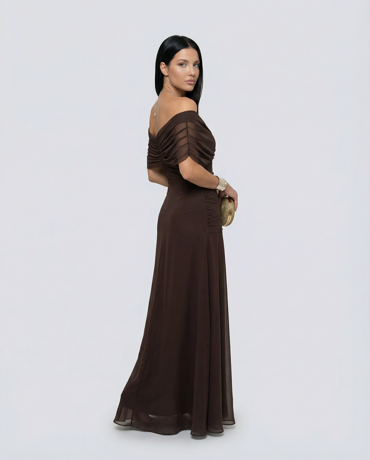 Abendkleid Damen mit Wickeloptik und V-Ausschnitt - 20 - Jasminaboutique.com