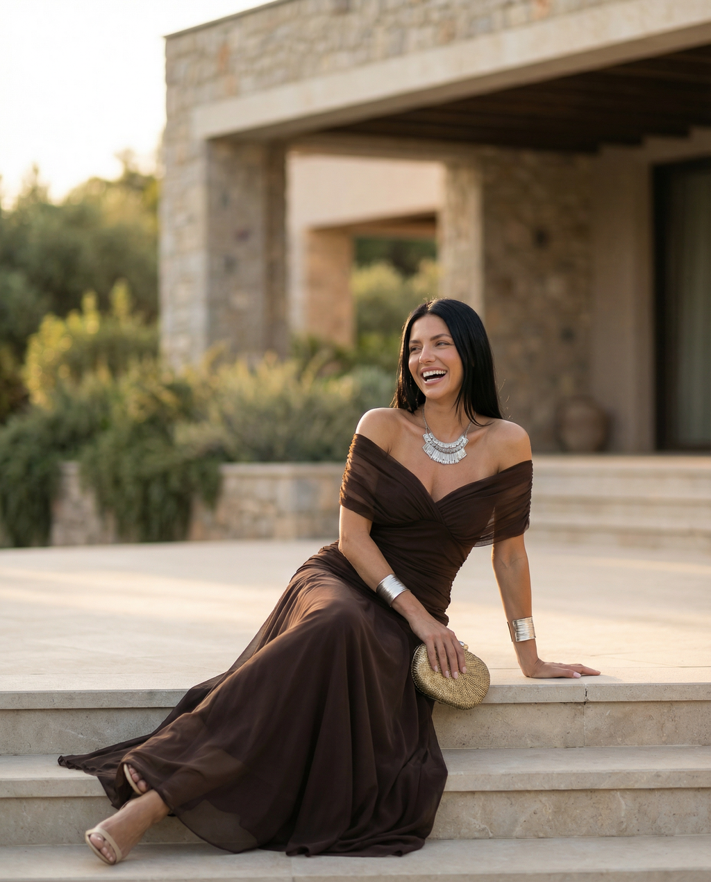 Abendkleid Damen mit Wickeloptik und V-Ausschnitt - 22 - Jasminaboutique.com