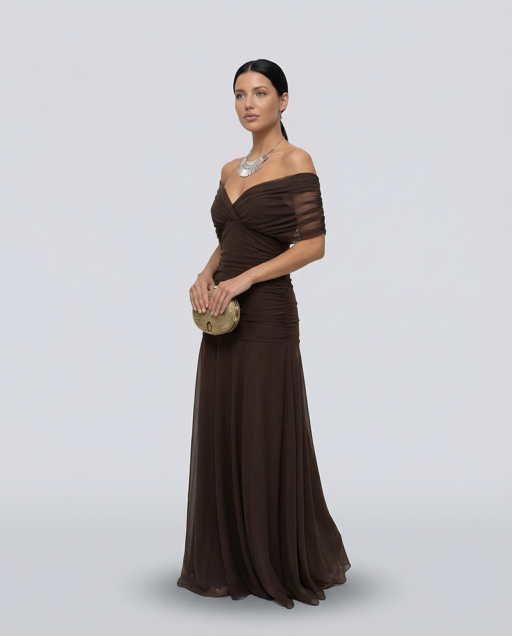 Abendkleid Damen mit Wickeloptik und V-Ausschnitt - 24 - Jasminaboutique.com