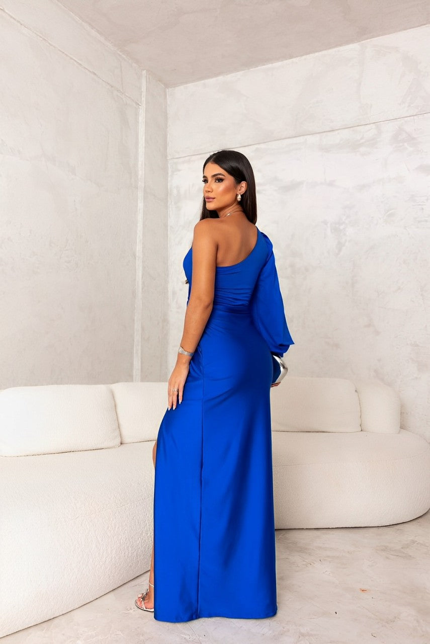 Maxikleid Damen mit Wickeloptik und V-Ausschnitt, figurbetont - 7 - Jasminaboutique.com
