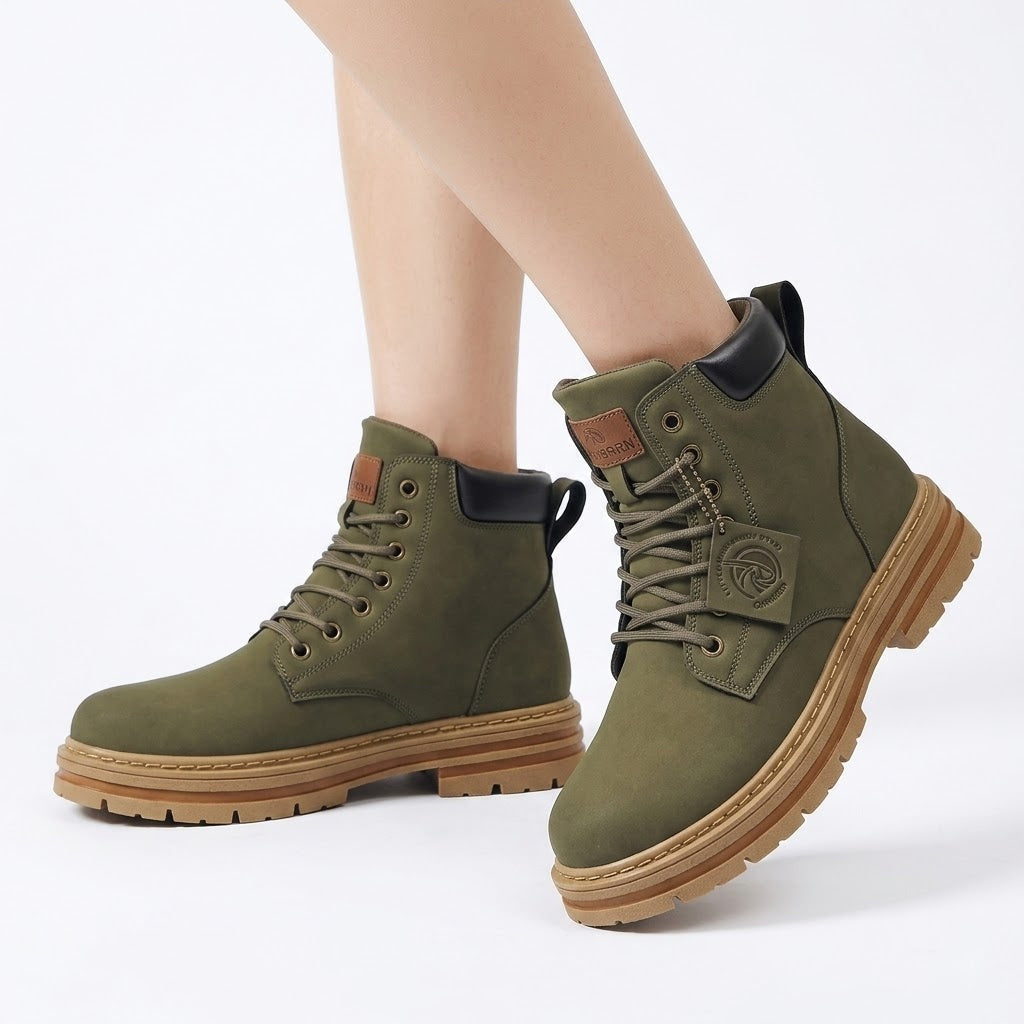 Stiefeletten Damen mit robuster Sohle und Schnürung - 1 - Jasminaboutique.com
