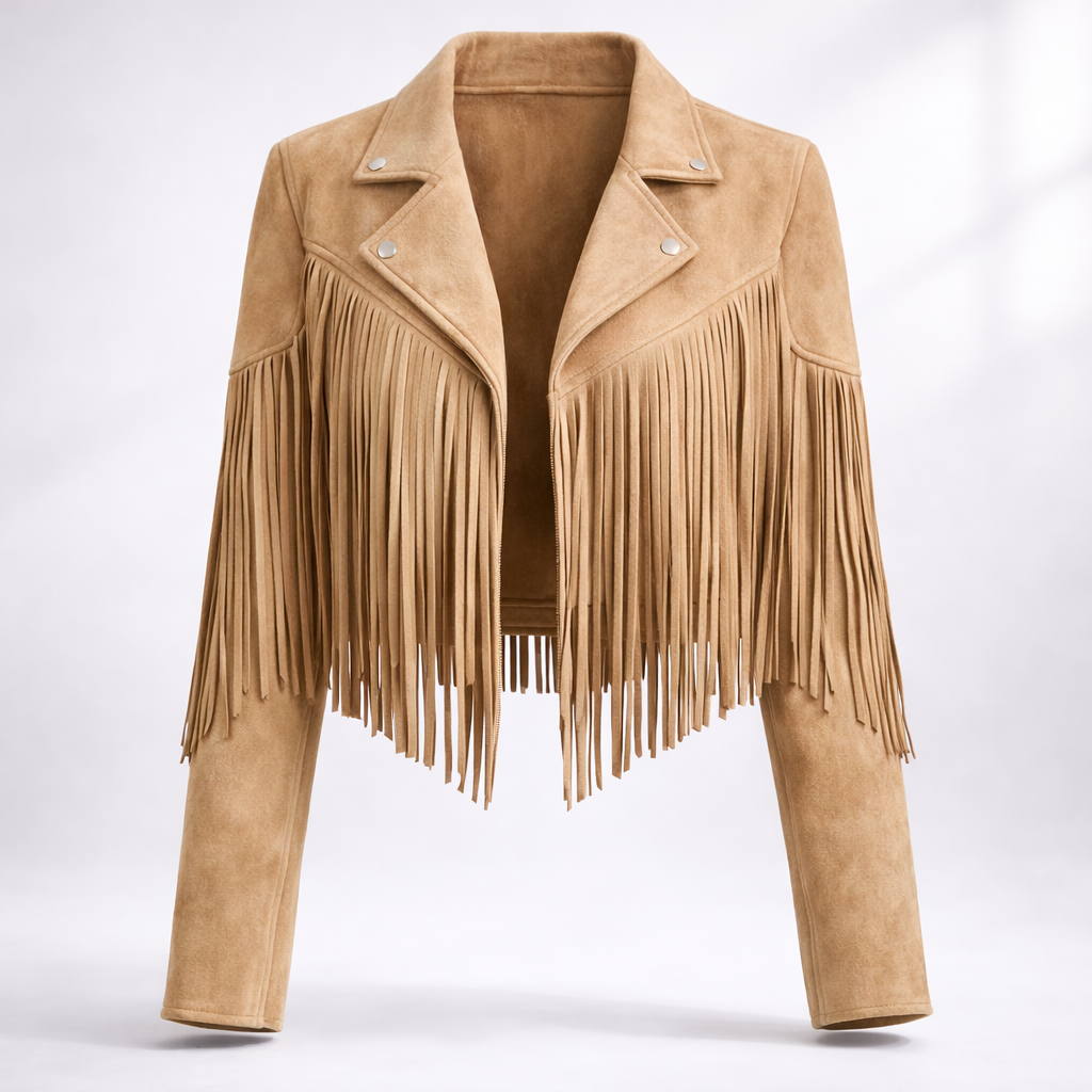 Fransenjacke Damen mit tailliertem Schnitt und auffälligen Fransen - 10 - Jasminaboutique.com