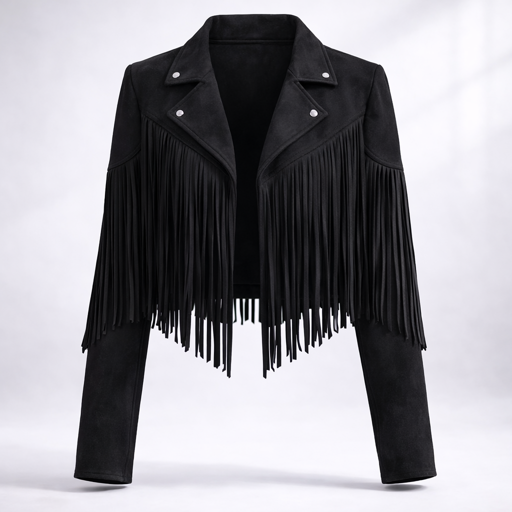 Fransenjacke Damen mit tailliertem Schnitt und auffälligen Fransen - 12 - Jasminaboutique.com