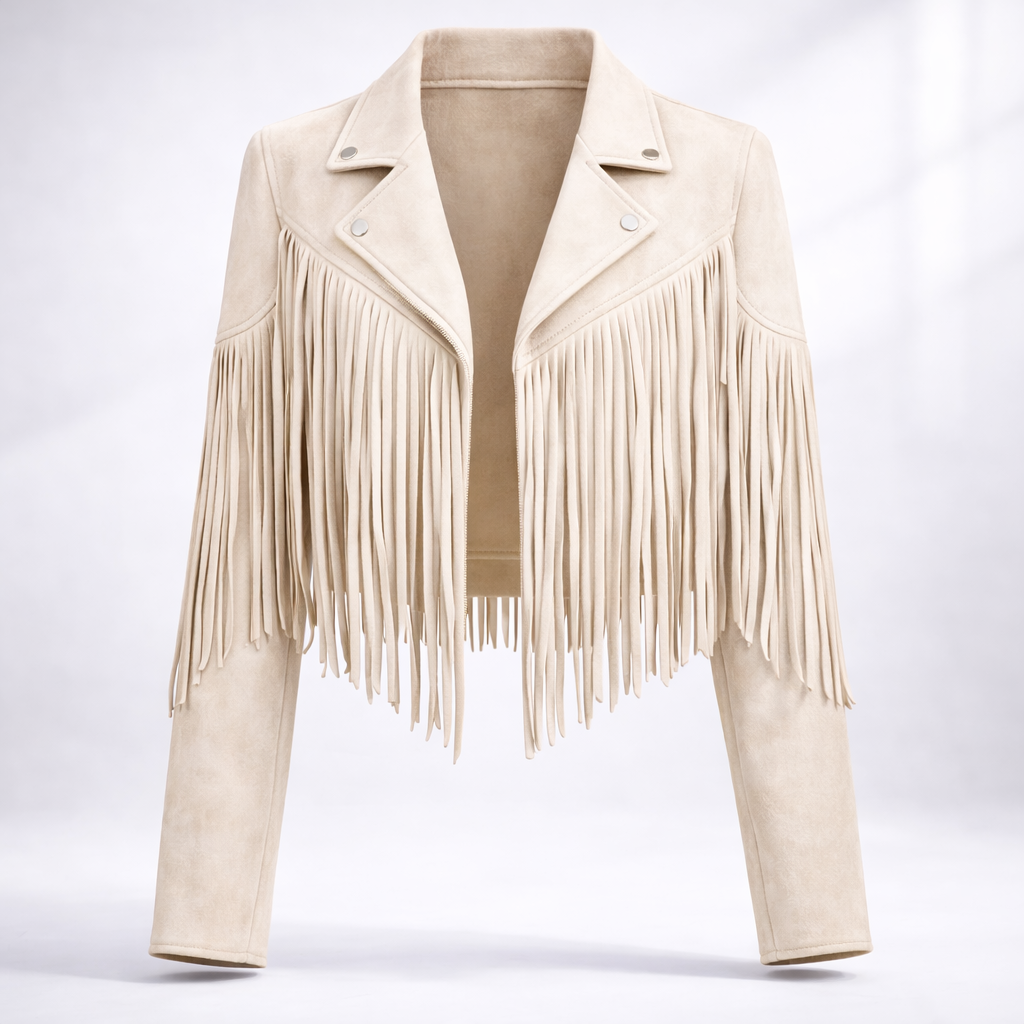 Fransenjacke Damen mit tailliertem Schnitt und auffälligen Fransen - 13 - Jasminaboutique.com