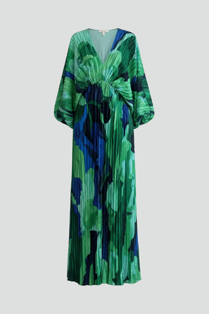 Maxikleid Damen mit V-Ausschnitt und Wickeloptik - 2 - Jasminaboutique.com