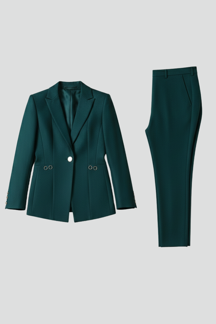 Blazer Set Damen mit Ein-Knopf und geraden Hosen - 1 - Jasminaboutique.com