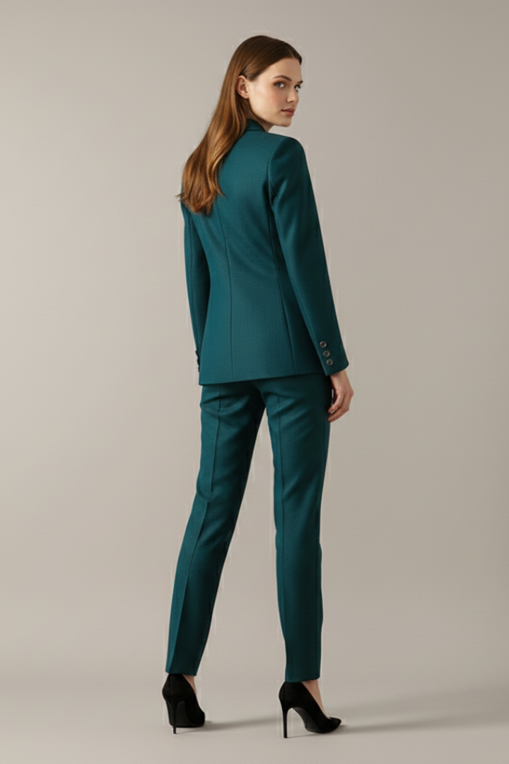 Blazer Set Damen mit Ein-Knopf und geraden Hosen - 4 - Jasminaboutique.com
