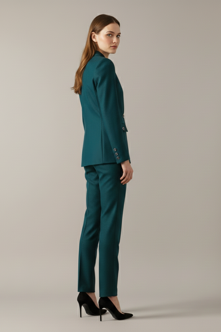 Blazer Set Damen mit Ein-Knopf und geraden Hosen - 5 - Jasminaboutique.com
