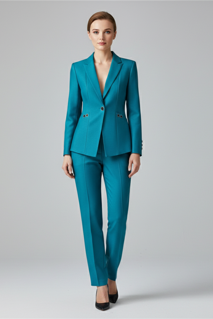 Blazer Set Damen mit Ein-Knopf und geraden Hosen - 6 - Jasminaboutique.com