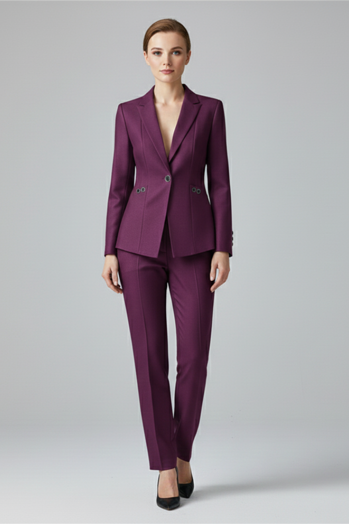 Blazer Set Damen mit Ein-Knopf und geraden Hosen - 7 - Jasminaboutique.com