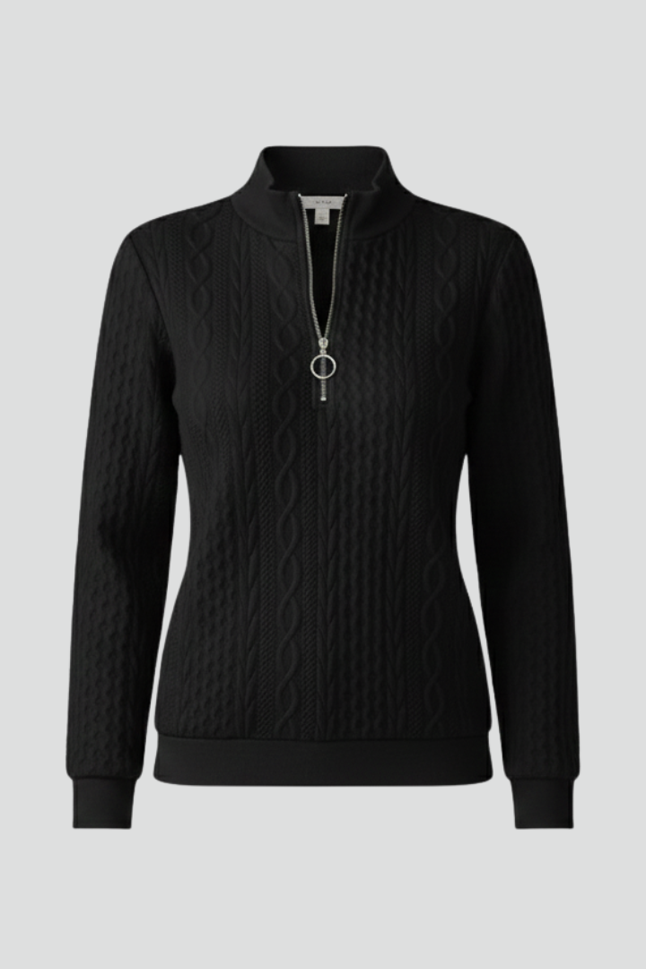 Pullover Damen mit Stehkragen und Reißverschluss - 1 - Jasminaboutique.com