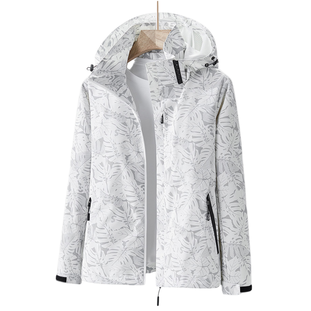 Damen Jacke mit Kapuze und Blumenmuster - 1 - Jasminaboutique.com