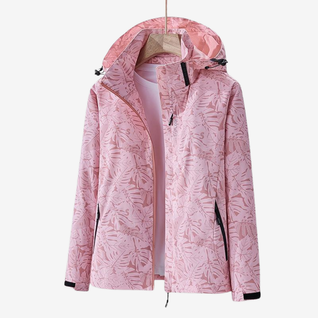 Damen Jacke mit Kapuze und Blumenmuster - 2 - Jasminaboutique.com