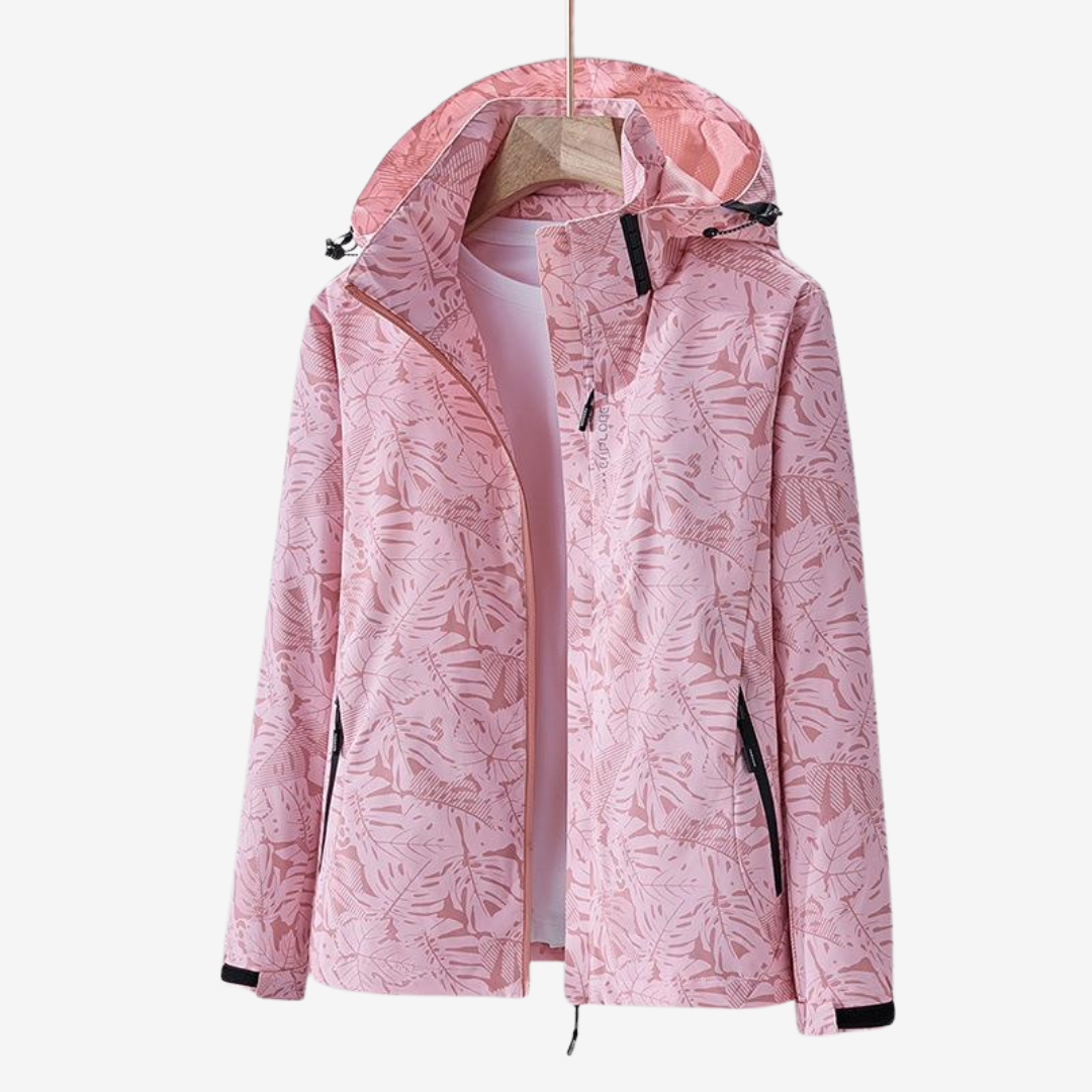 Damen Jacke mit Kapuze und Blumenmuster - 2 - Jasminaboutique.com