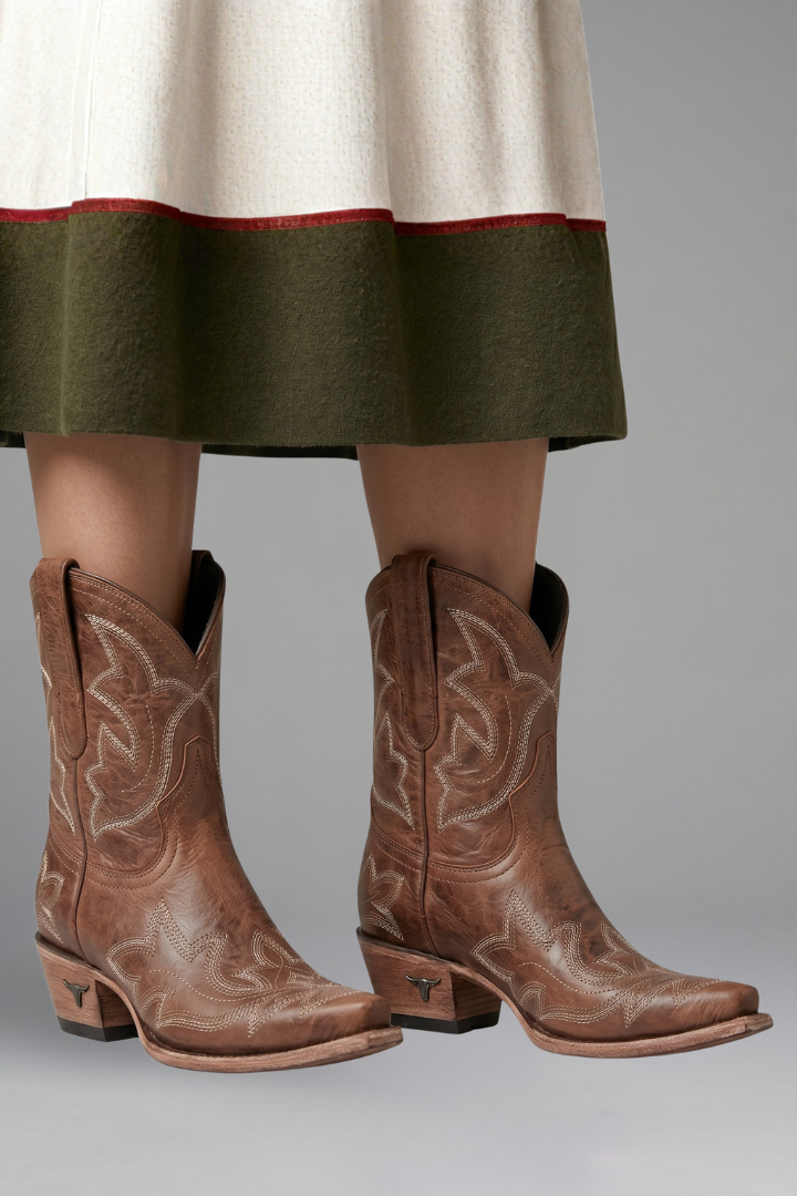 Stiefel Damen mit Western-Stickereien und strukturierter Silhouette - 6 - Jasminaboutique.com