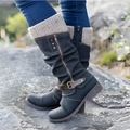 Stiefel Damen mit Falten und Riemen, Knöchelhoch - 1 - Jasminaboutique.com
