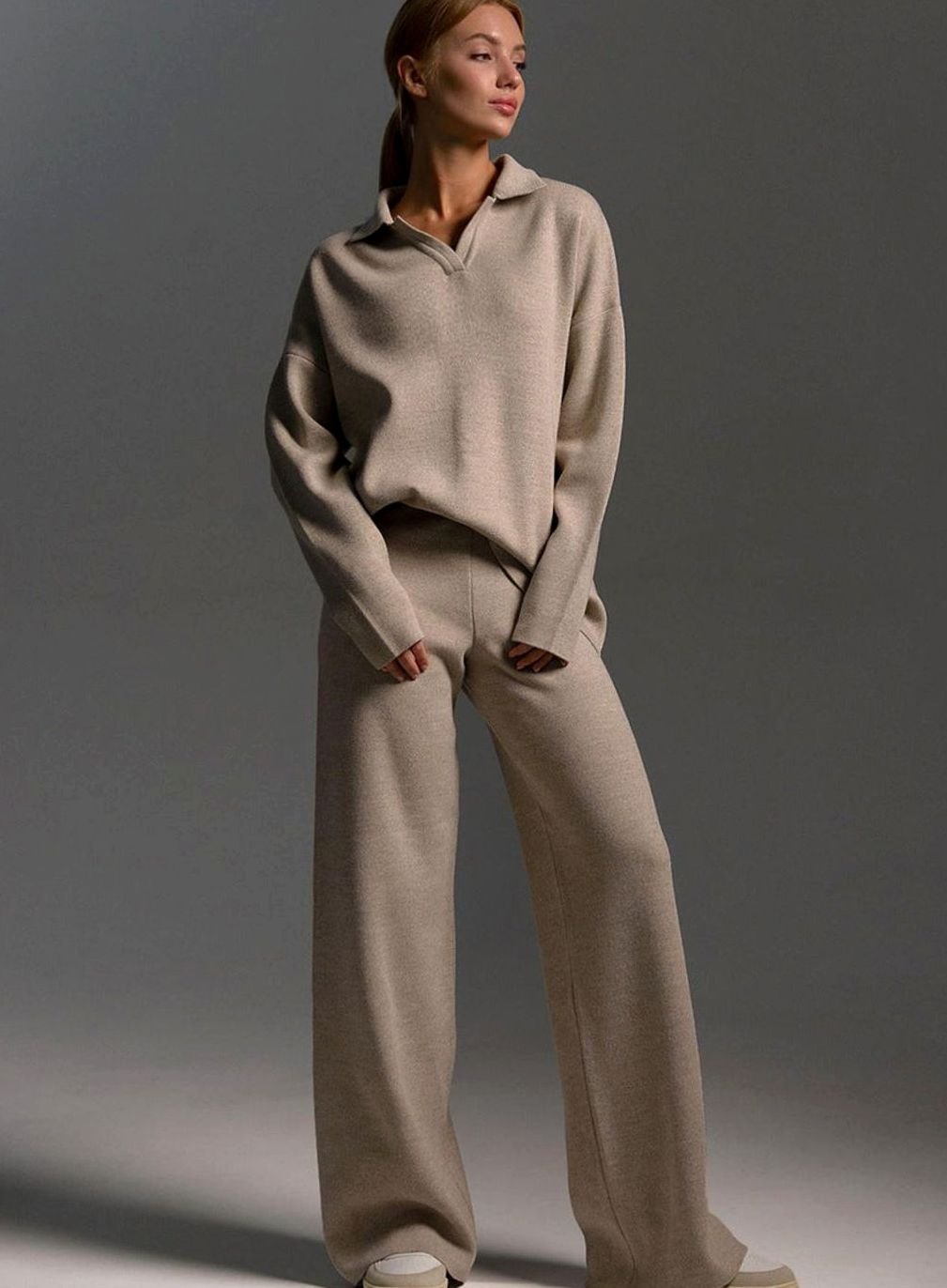 Lounge Set Damen mit Kragen und weitem Bein - 3 - Jasminaboutique.com
