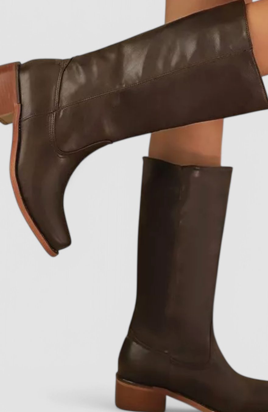 Kniehohe Boots Damen mit Blockabsatz und tailliertem Schnitt - 7 - Jasminaboutique.com