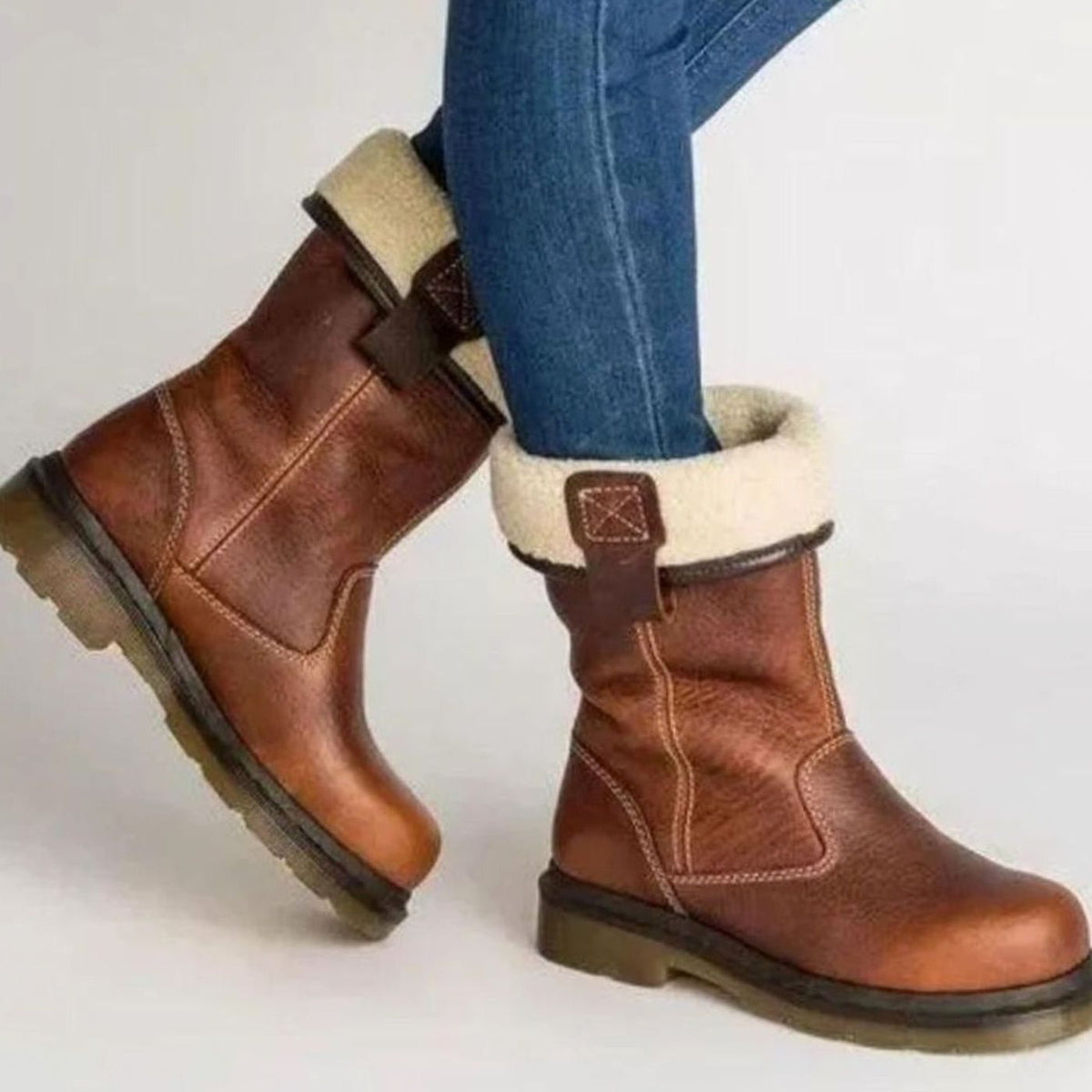 Stiefeletten Damen mit Fleece-Futter, rutschfeste Sohle - 1 - Jasminaboutique.com