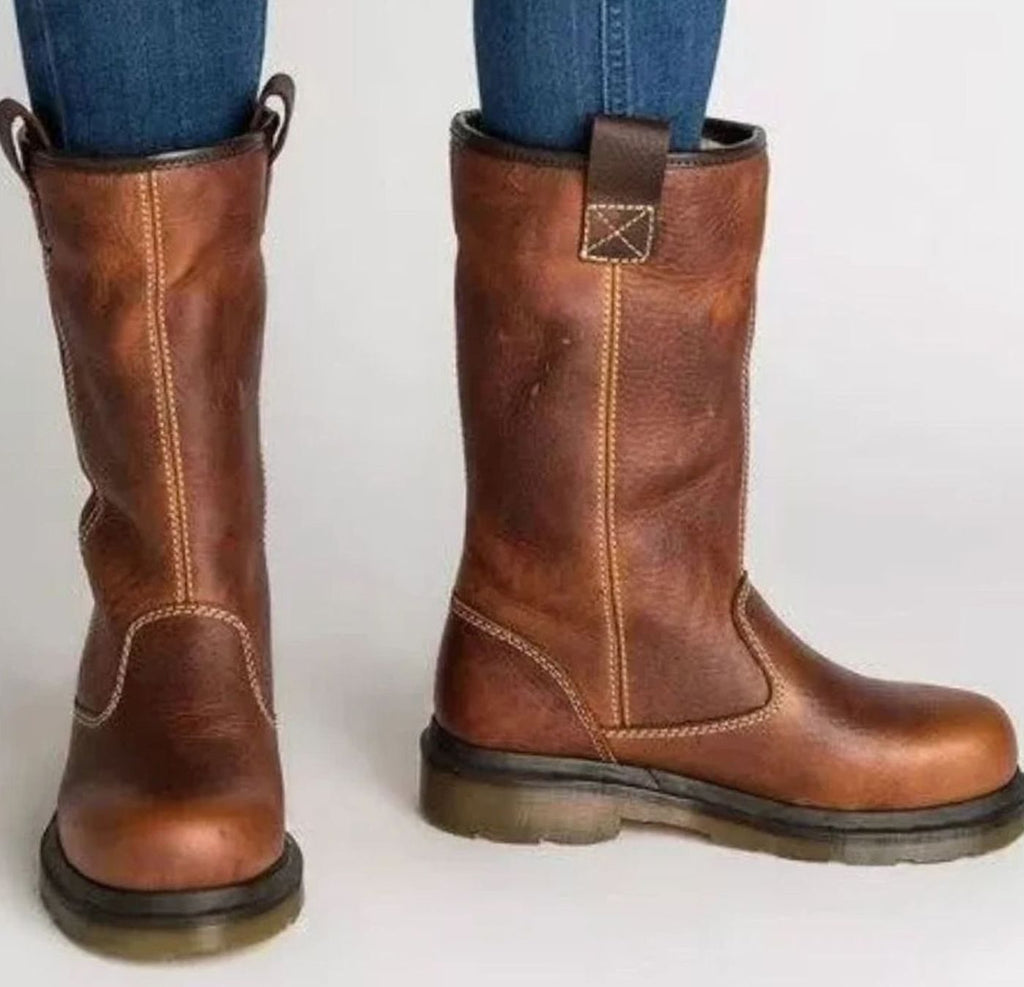 Stiefel Damen mit Rundkopf und praktischem Zugdesign - 1 - Jasminaboutique.com