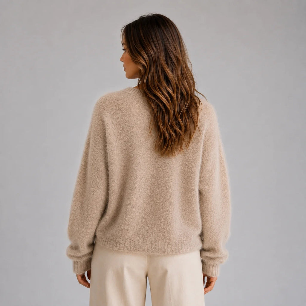 Cardigan Damen mit V-Ausschnitt und Knopfleiste, gemütlich und schick - 5 - Jasminaboutique.com
