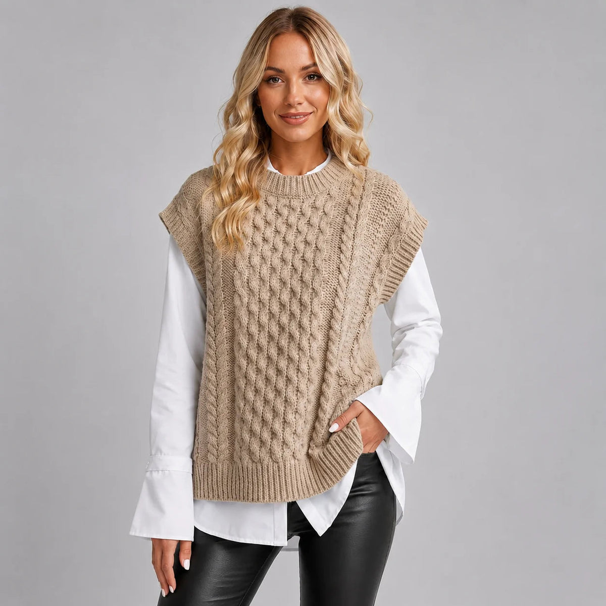 Weste Damen mit Rundhalsausschnitt und ärmellosem Schnitt, in verschiedenen Farben - 1 - Jasminaboutique.com
