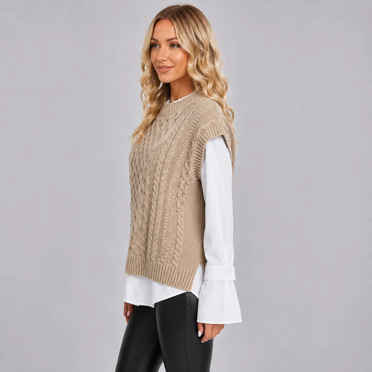 Weste Damen mit Rundhalsausschnitt und ärmellosem Schnitt, in verschiedenen Farben - 5 - Jasminaboutique.com