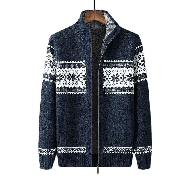 Cardigan Herren mit Norweger-Muster und hohem Kragen - 2 - Jasminaboutique.com