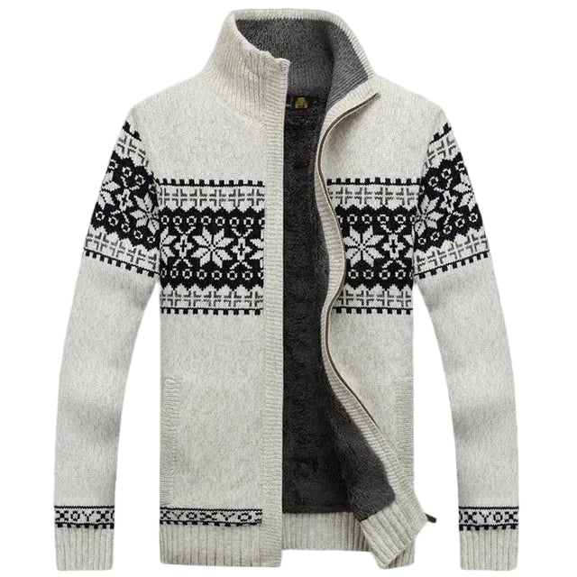 Cardigan Herren mit Norweger-Muster und hohem Kragen - 7 - Jasminaboutique.com