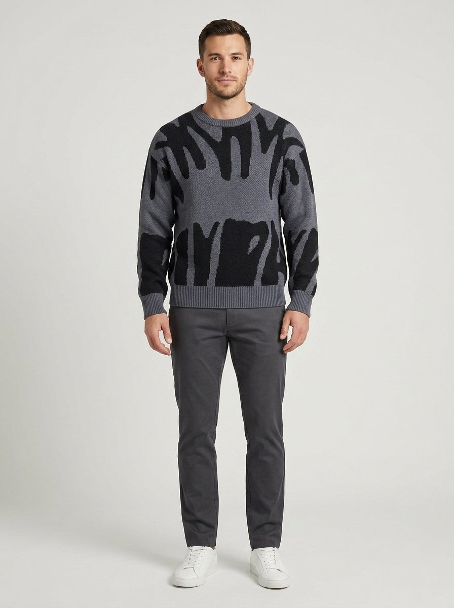 Pullover Herren mit abstraktem Muster und lässigem Schnitt - 1 - Jasminaboutique.com