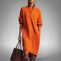 Kleid Damen mit Stehkragen und Knopfleiste - 1 - Jasminaboutique.com