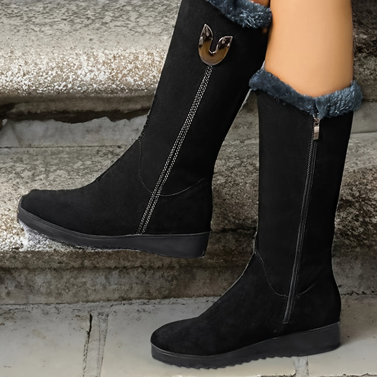 Stiefel Damen mit Futter und Reißverschluss - 3 - Jasminaboutique.com