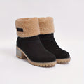 Block-Heel Stiefeletten Damen mit Plüschbund und rutschfester Sohle - 1 - Jasminaboutique.com