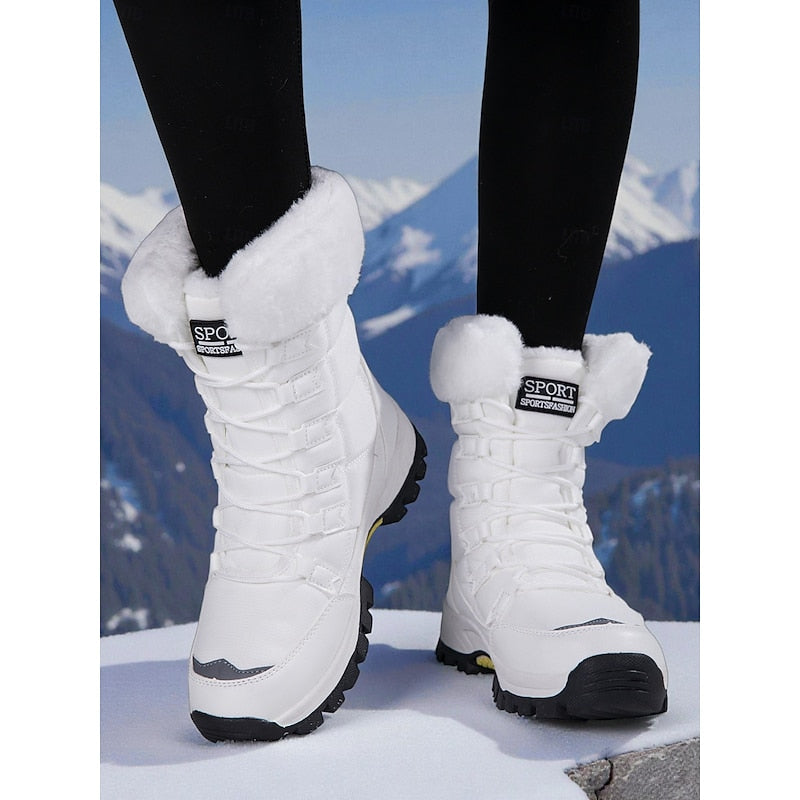 Winterboots Damen mit Kunstfell und Schnürung - 1 - Jasminaboutique.com