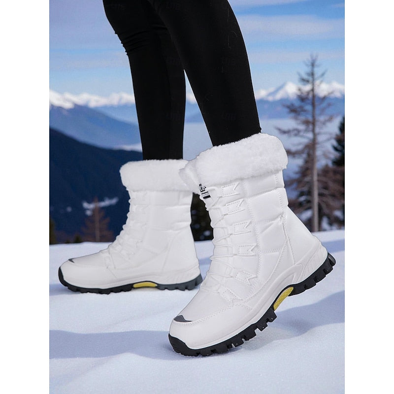 Winterboots Damen mit Kunstfell und Schnürung - 2 - Jasminaboutique.com